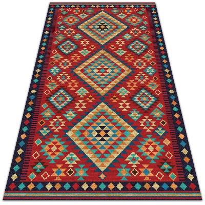 Piękny dywan zewnętrzny Kolorowe trójkąty retro