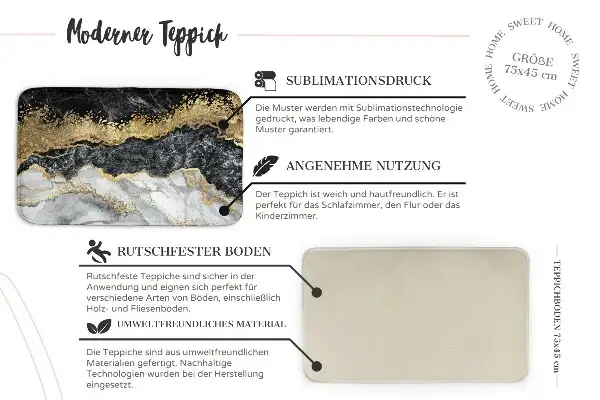 Dywanik do sypialni Kwiaty na czarnym tle