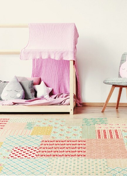 Modny winylowy dywan Kolorowy patchwork