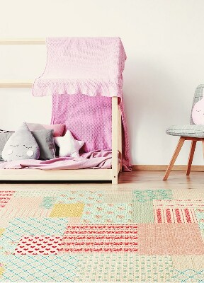 Modny winylowy dywan Kolorowy patchwork