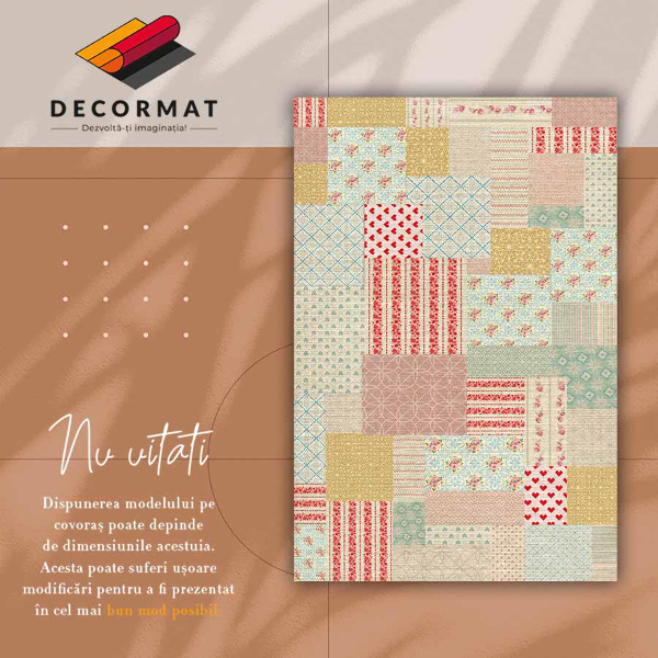 Modny winylowy dywan Kolorowy patchwork