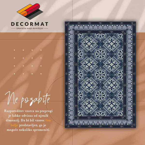 Modny winylowy dywan Granatowa talavera