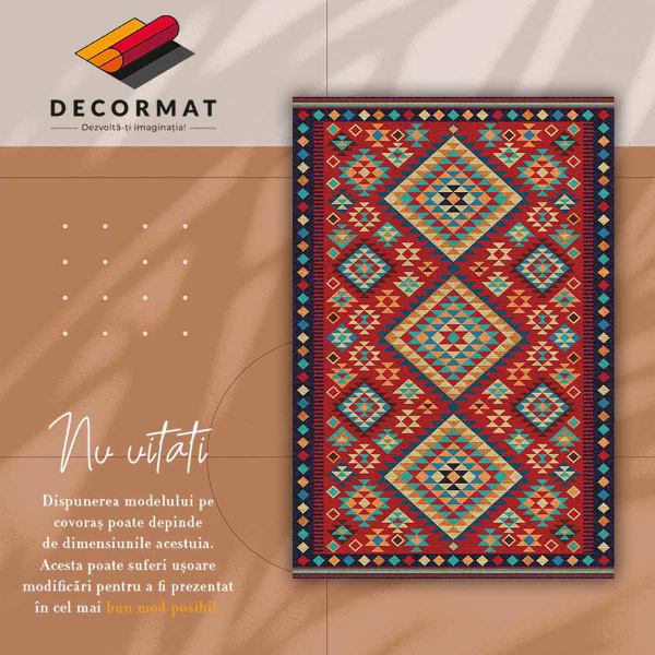 Modny dywan winylowy Kolorowe trójkąty retro