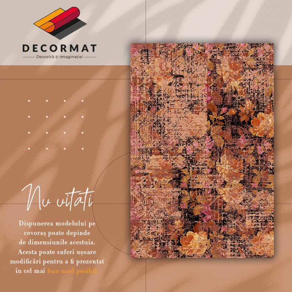 Modny winylowy dywan Vintage kwiaty