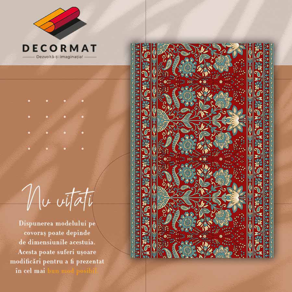 Modny winylowy dywan Paisley kwiaty