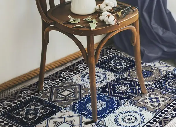 Dywan winylowy do domu Kwieciste kafelki