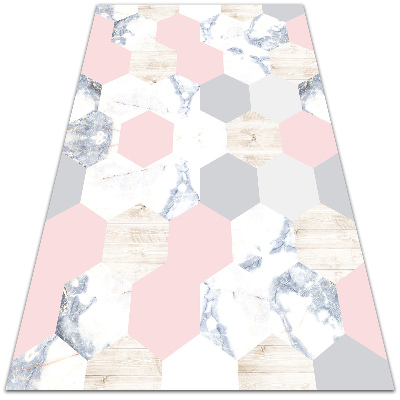 Modny winylowy dywan Marmurowe hexagony
