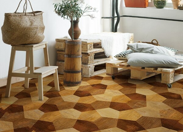 Modny dywan winylowy Parkietowa geometria