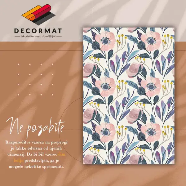 Dywan winylowy do wnętrza domu Kwiaty
