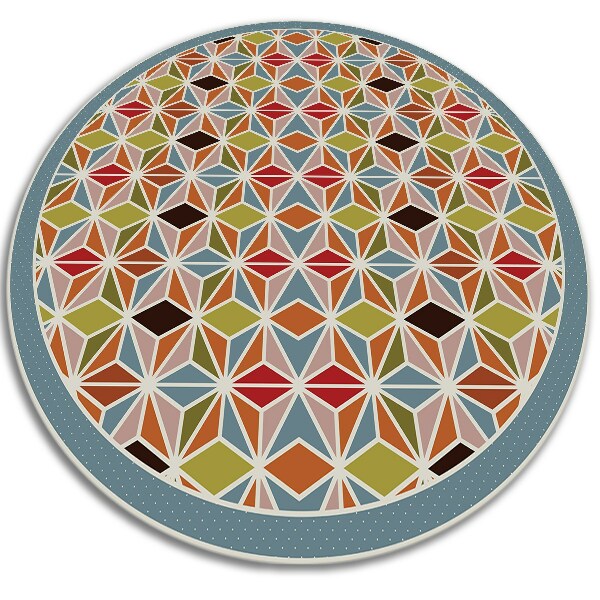 Wewnętrzny dywan okrągły winylowy abstrakcyjny kalejdoskop