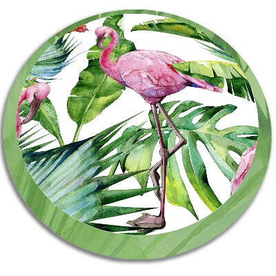 Mata winylowa do domu okrągła flamingi