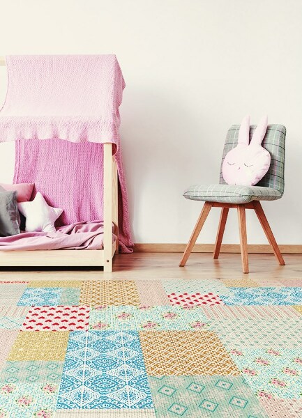 Modny dywan winylowy Patchwork różne kawałki