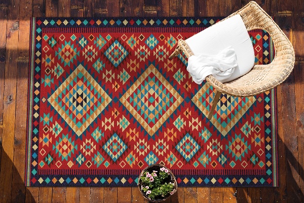 Nowoczesny dywan outdoor Kolorowe trójkąty retro