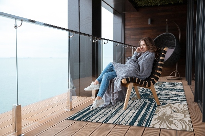 Dywan na taras zewnętrzny Kwiaty i linie