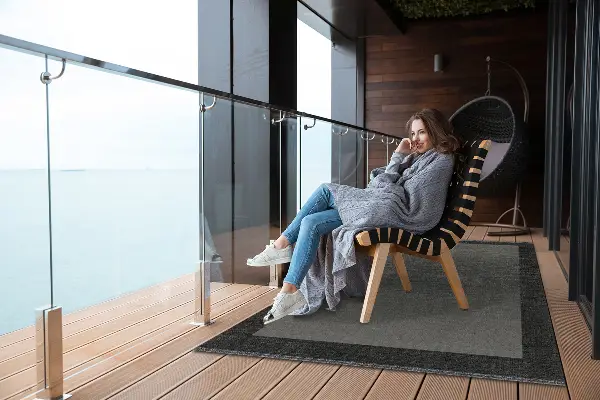 Nowoczesny dywan outdoor Szara ramka