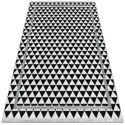 Nowoczesny dywan tarasowy Czarno białe trójkąty