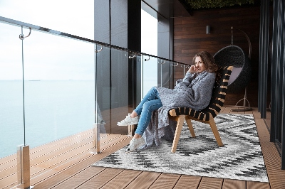 Dywan na taras zewnętrzny Szary wzór geometryczny