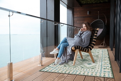 Nowoczesny dywan outdoor Zielone romby