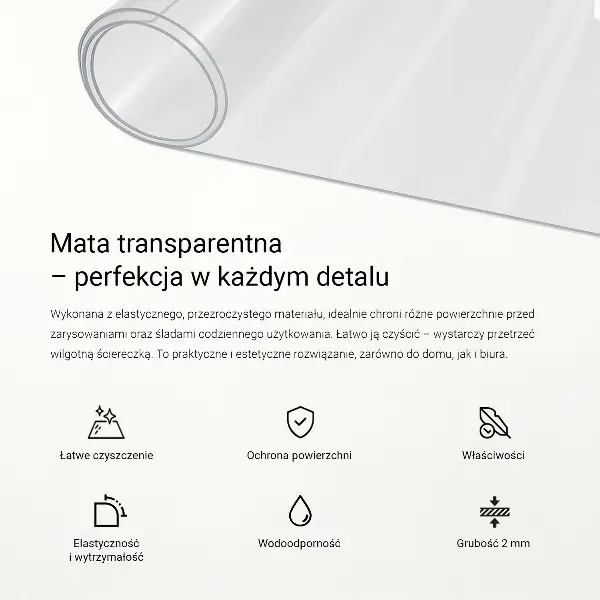 Mata przezroczysta na biurko