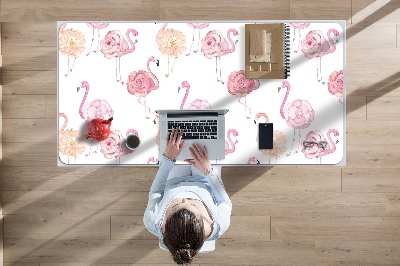 Podkład ochronny na biurko Flamingi i kwiaty