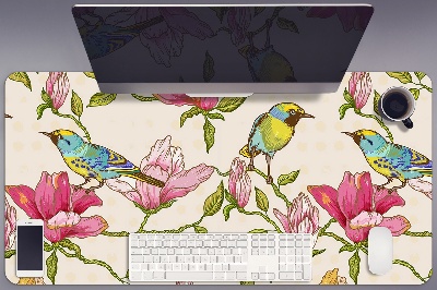 Podkładka na całe biurko Kwiaty i Ptaki