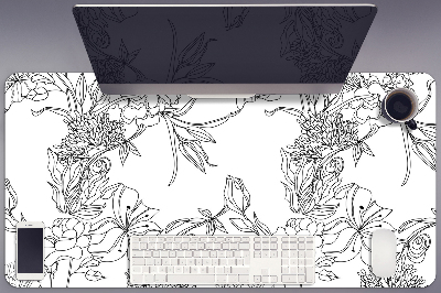 Podkładka na biurko Czarno-biały kwiaty