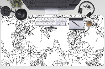 Podkładka na biurko Czarno-biały kwiaty