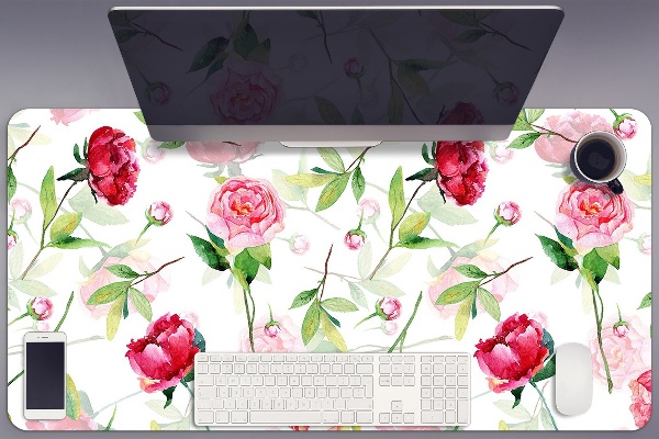 Mata na biurko Czerwone kwiaty