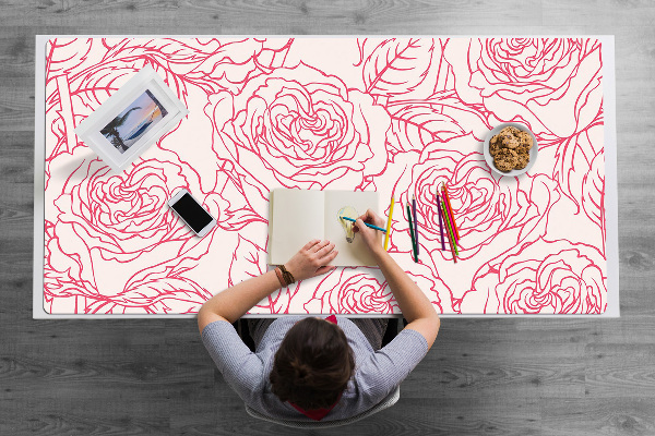 Duża podkładka na biurko dla dzieci Róże Doodle
