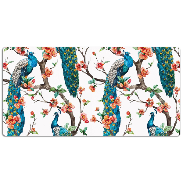 Podkładka na całe biurko Pawie i kwiaty