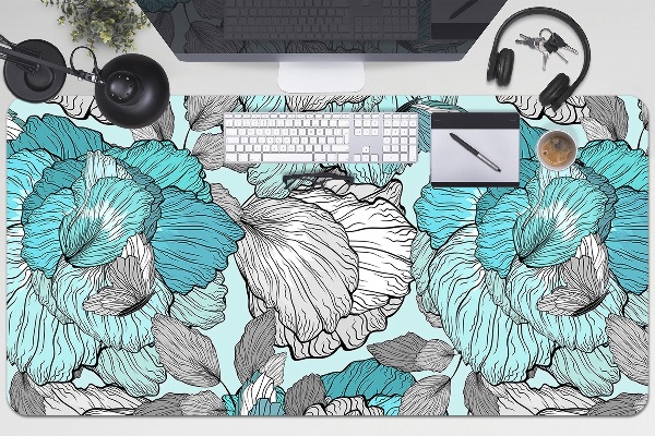Duża podkładka ochronna na biurko Kwiaty Doodle
