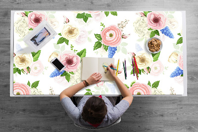 Mata na biurko Rysowane kwiaty