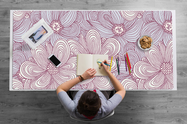 Duża podkładka ochronna na biurko Kwiaty Doodle