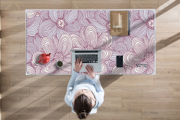 Duża podkładka ochronna na biurko Kwiaty Doodle