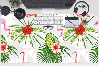 Podkład ochronny na biurko Flamingi i kwiaty