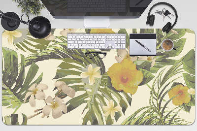Mata na biurko Tropikalne liście i kwiaty
