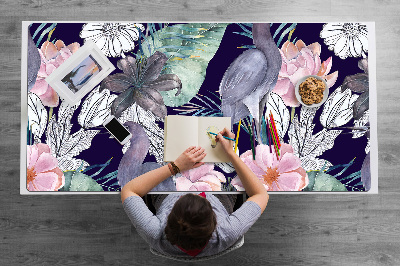 Mata ochronna na biurko Ptaki w kwiatach