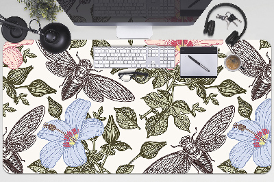 Podkładki na całe biurko Motyle wśród kwiatów
