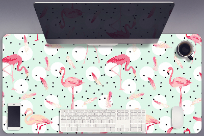 Podkład ochronny na biurko Flamingi i kropki