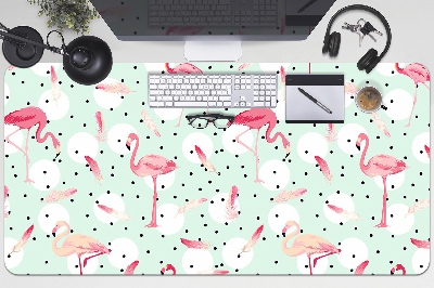 Podkład ochronny na biurko Flamingi i kropki