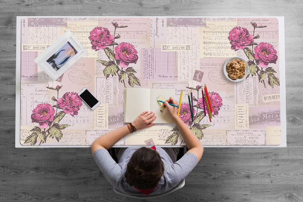 Mata na biurko Papier i peonie