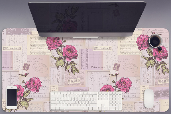 Mata na biurko Papier i peonie