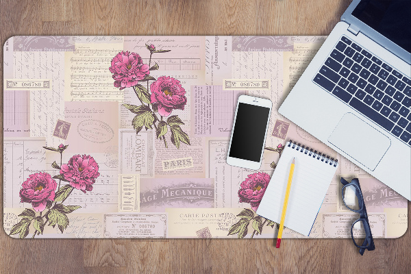 Mata na biurko Papier i peonie