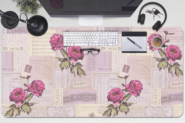 Mata na biurko Papier i peonie
