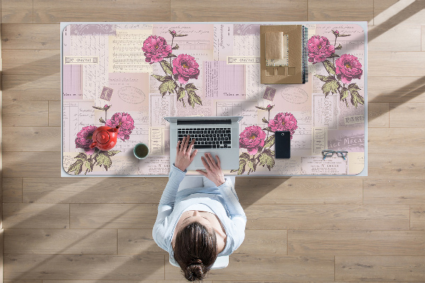 Mata na biurko Papier i peonie