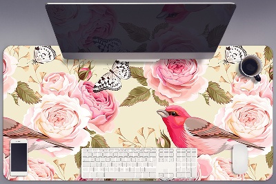 Podkładka na biurko Ptaki kwiaty motyle