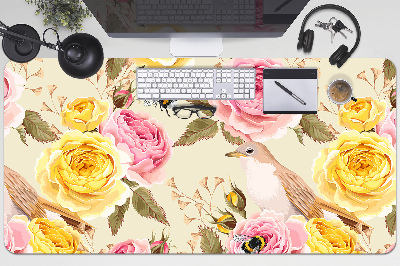 Duża podkładka na biurko Ptaki i róże