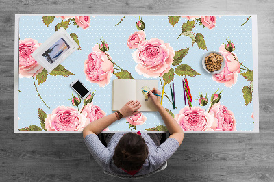 Duża podkładka ochronna na biurko Róże z liśćmi