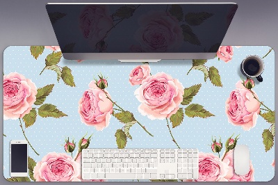Duża podkładka ochronna na biurko Róże z liśćmi