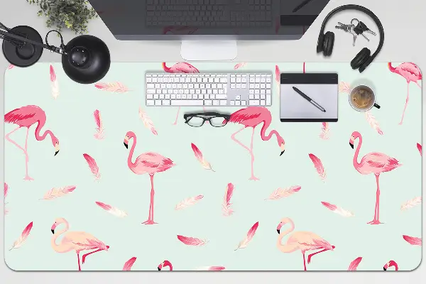 Mata ochronna na biurko Flamingi i pióra
